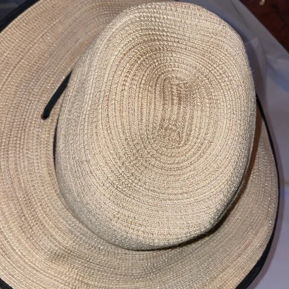 West Marine Wide Brim Hat Fishing Outdoor Chin Strap OS Tan with Black Stripe - Picture 9 of 11